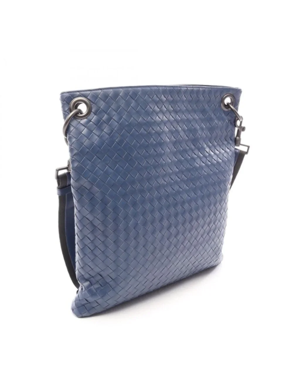 Bottega Veneta Shoulder Bag Intrecciato Blue Black Leather